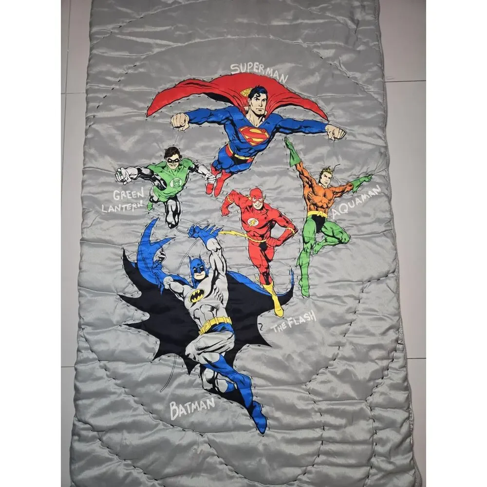 Pottery Barn Justice League Kids Sleeping Bag White Polyester Superheroes 57x26